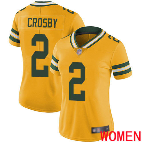 Green Bay Packers Limited Gold Women 2 Crosby Mason Jersey Nike NFL Rush Vapor Untouchable